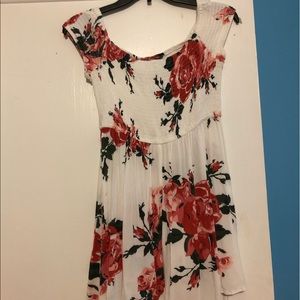 White Off the Shoulder Flower Dress